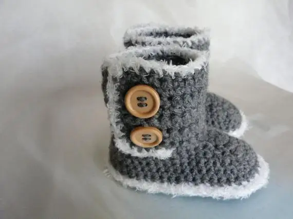 

Baby crochet shoes boys Booties gray color