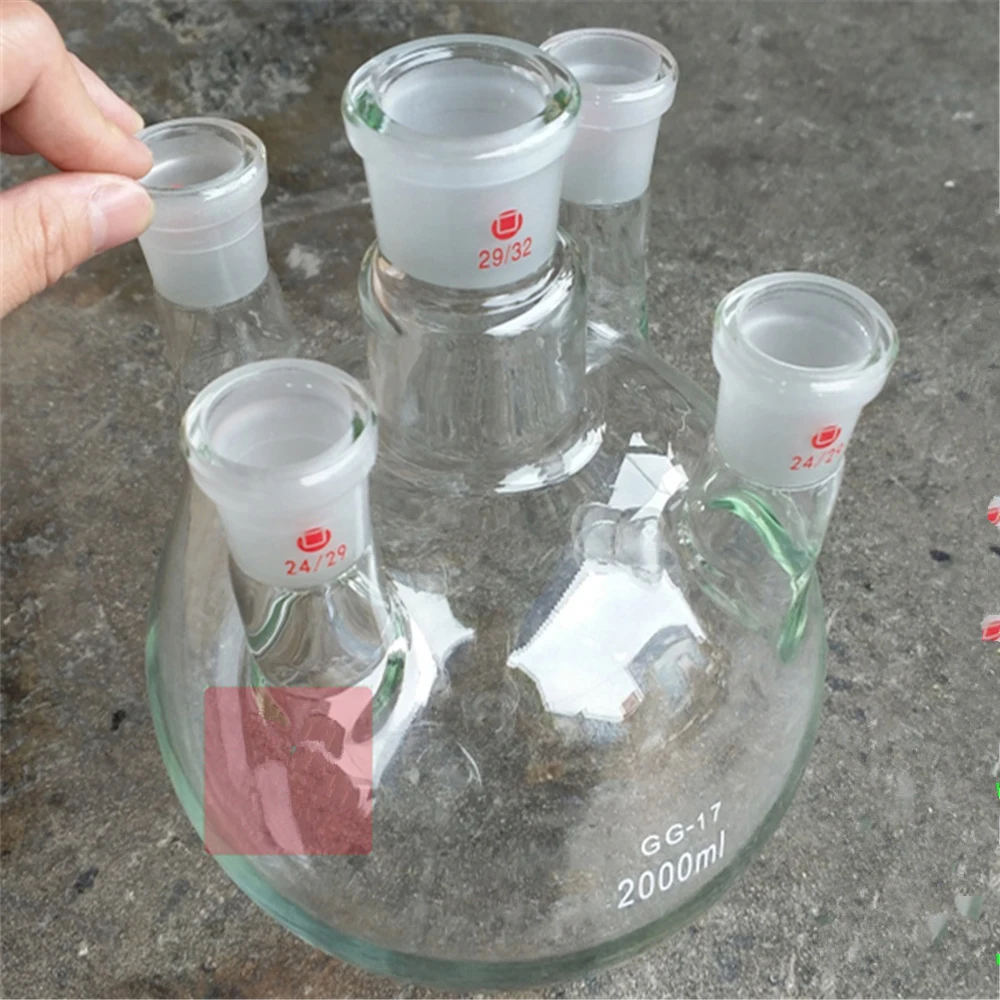 

2000ml,24/29*4,5-neck,Round bottom Glass flask,Lab Boiling Flasks,five neck laboratory glassware reactor