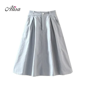 

Summer Slim A-line Skirts New 2018 Women Casual Elastic Waist Solid White Black Long Skirts