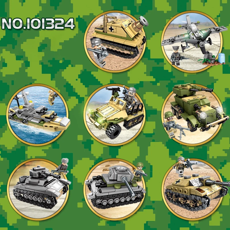 Продажа Строительные блоки 1061 шт. Военная серия Вертолет ww2 фигурки оружие пистолет солдат Танк Развивающие игрушки для детей подарок