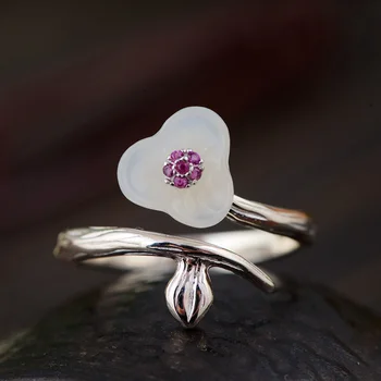 

Guaranteed White Jade Ring Silver 925 Handmade Womens Rings Jewelry Natural Stone Elegant Fine Jewelry Bague Femme
