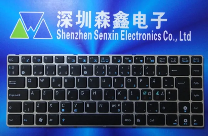 Фото Бесплатная доставка 100% новая Скандинавская клавиатура для ASUS UL30 U30 UL30A UL30V UL80 черная с серебристой рамкой №1