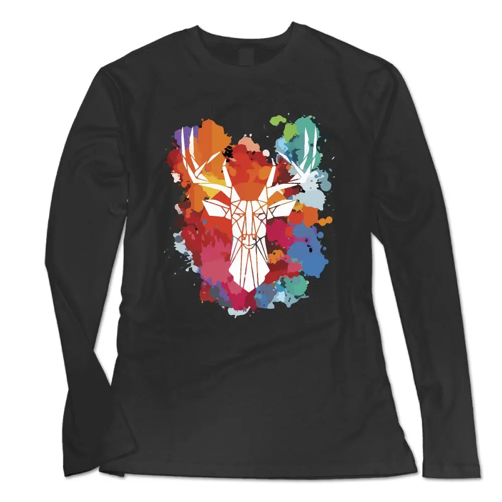 SAMCUSTOM Новая модная футболка с длинным рукавом для женщин Moose олень или Raindeer 3D
