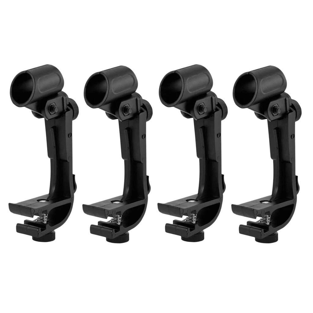 

4Pcs Anti Shake Adjustable Height Clip On Drum Mount Microphone Clamp Holder Percussion Instruments Accessories