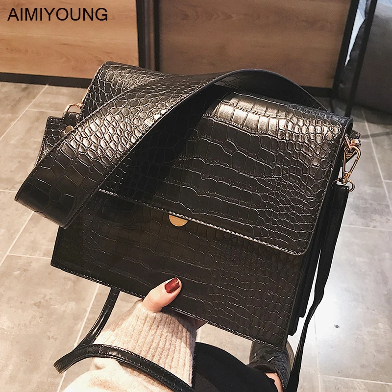 

AIMIYOUNG Women Leather Handbags Alligator Shoulder Bags Crossbody Bags For Women Messenger Bags Bolsa Feminina Bolsos Mujer