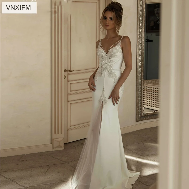 VNXIFM 2019 Vestido De Noiva Русалка Свадебные платья Часовня Шлейфы для свадебных платьев