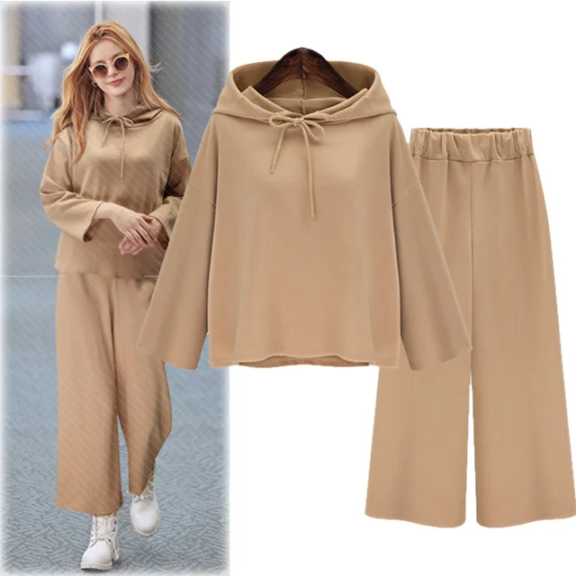 Best Offers 2018 New Spring Loose Long-sleeved Sweater Suit Women's Head Coat Wide Leg Pants Temperament Female Two-piece Suit Best Offers 2018 New Spring Loose Long-sleeved Sweater Suit Women's Head Coat Wide Leg Pants Temperament Female Two-piece Suit