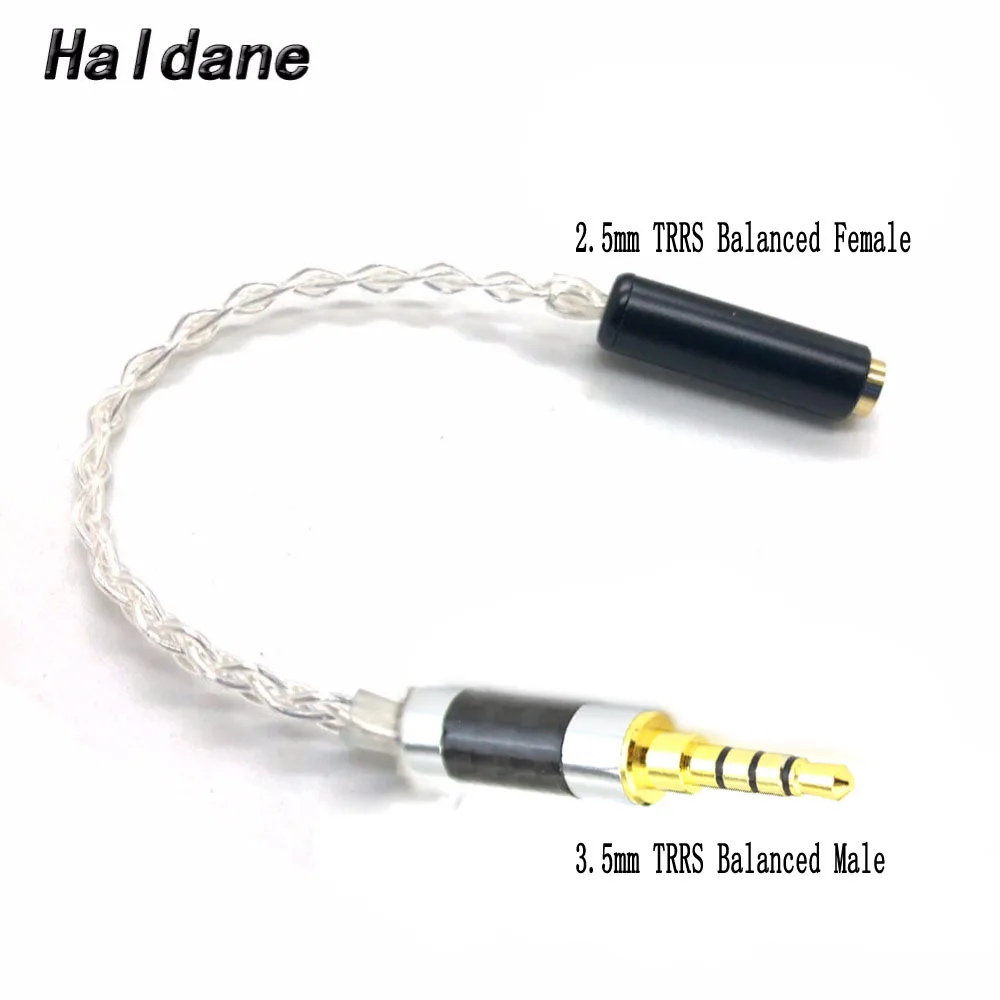 Haldane 3,5 мм TRRS сбалансированный штекер до 2,5 мм TRRS сбалансированный женский Hi-End аудио адаптер 7N посеребренный кабель