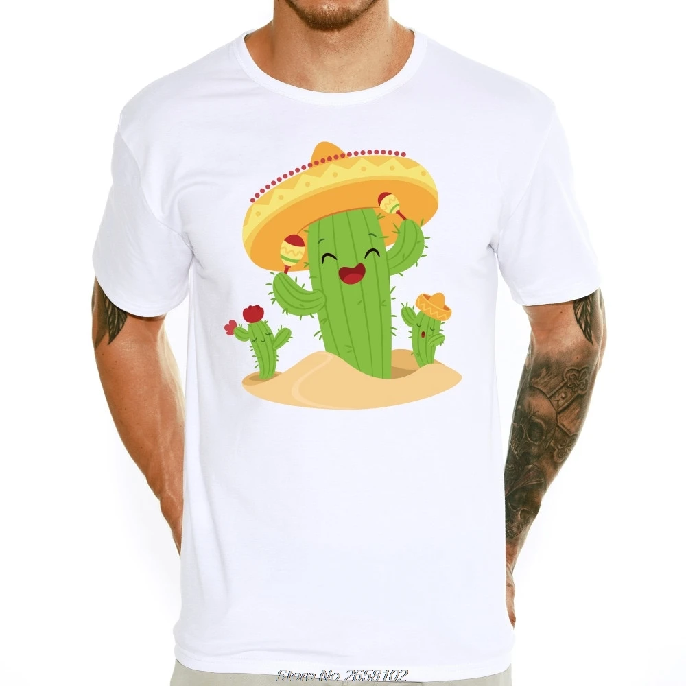 

Newest 2019 Men's Fashion Short Sleeve Funny Mexico Style Cactus T-shirt Harajuku Tee Shirts O-neck Top Harajuku Streetwear