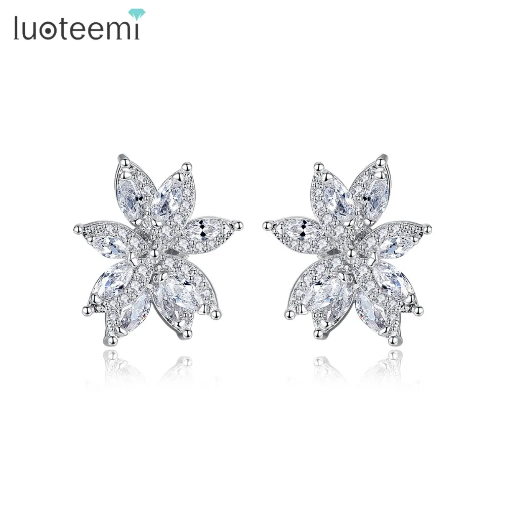 НОВЫЕ Изящные серьги гвоздики LUOTEEMI с цветком для женщин и девушек свиданий