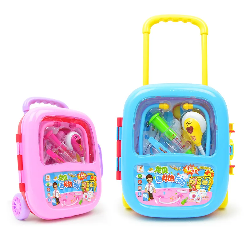 

Kids doctor play set toys luggage of role play in plastic with blue and pink colors