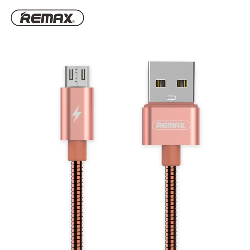 Remax металлический пружинный Micro USB кабель для синхронизации данных USB зарядное устройство для samsung Xiaomi huawei 2.1A кабели для быстрой зарядки для iphone X 8 7 5S - Цвет: rosegold