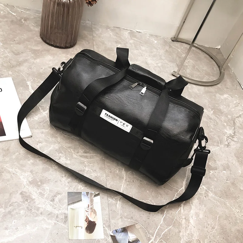 Черная кожаная дорожная сумка для мужчин из искусственной кожи, большая вместительность, мужские сумки-мессенджеры для путешествий, сумки для путешествий, мужские сумки, wo, мужская спортивная сумка