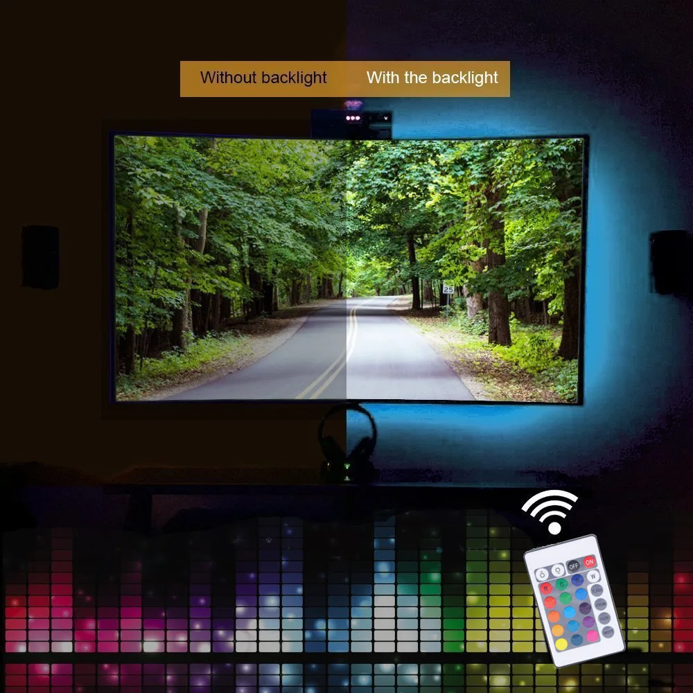 USB RGB Светодиодные ленты Водонепроницаемый 5 В 5050 SMD цветная (RGB) Светодиодная лента с usb-питанием затемнения лента светодио дный лампа 17key