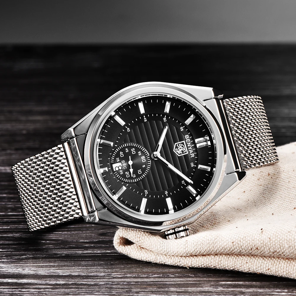 BENYAR Fashion Quartz Men Watch Top Brands Luxury Stainless Steel Military Waterproof Clock Leather