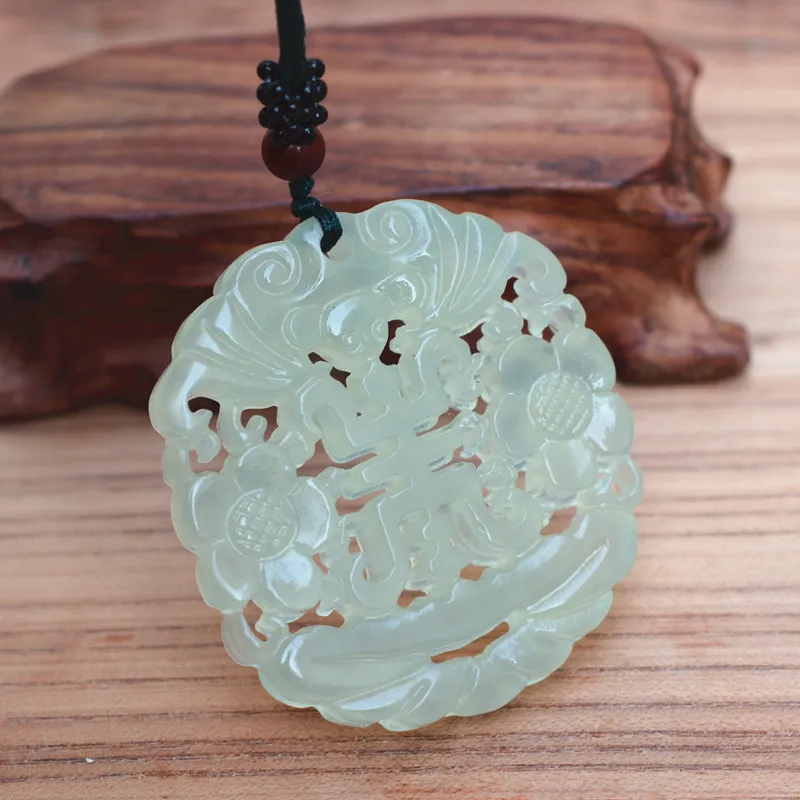 

Drop Shipping Fine Jade carving jewelry Natural XiuYan jadeite Amulet Necklace Pendant Women's Jewelry Free Rope Chain
