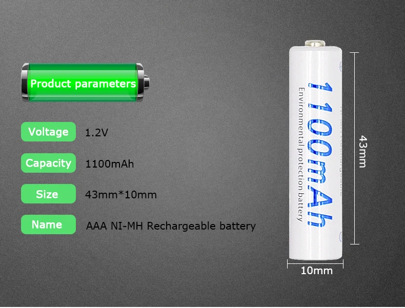 8 шт AAA 1100mAh 1,2 V перезаряжаемая батарея для Светодиодный светильник для размещения игрушек батарея для камеры MP3 mp4 микрофон