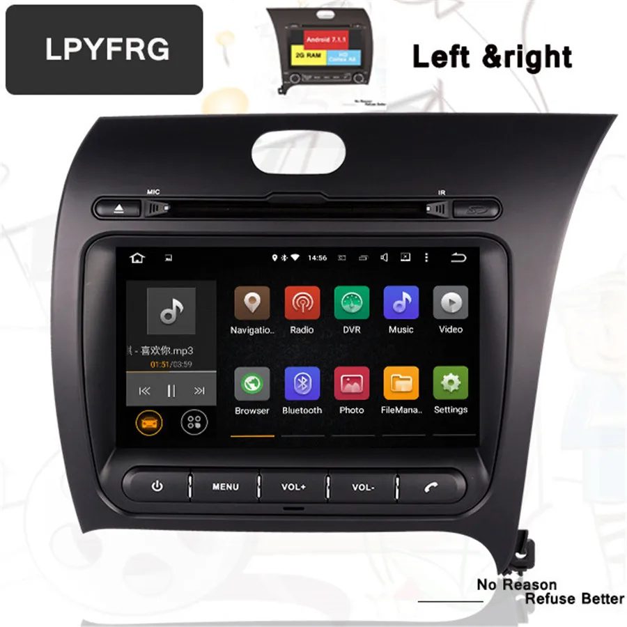 Excellent 2 DIN Android 9.0 Car DVD GPS for Kia CERATO K3 FORTE 13 2014 2015 2016 headunit radio Audio Video player 1024*600 Tape Recorder 2