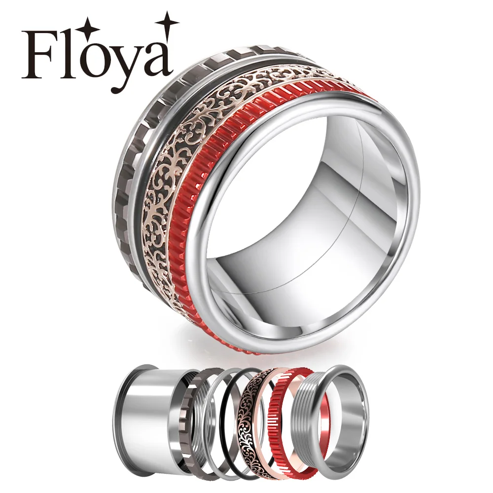 

Floya Interchangeable Rings Stackable Womens Band Inlay Stainless Steel Interchangeable Fidget Arctic Symphony Spinner Ring