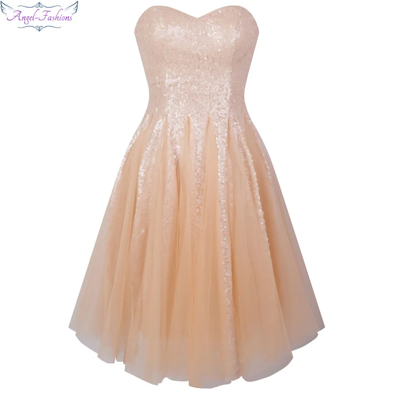 Мода ангела, Милое Свадебное платье подружки невесты, Розовое Бальное платье с блестками 370