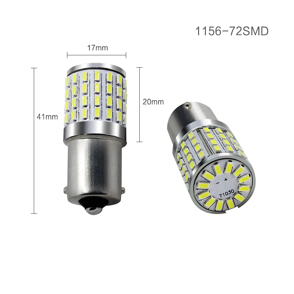 10 шт. P21W светодиодный 1157 1156 BA15S bay15d светодиодный лампы t25 3156 3157 светодиодный сигнал поворота фара LED фонарь стоп-сигнала R5W 72smd 3014 Светодиодный автомобиля 12-24 v