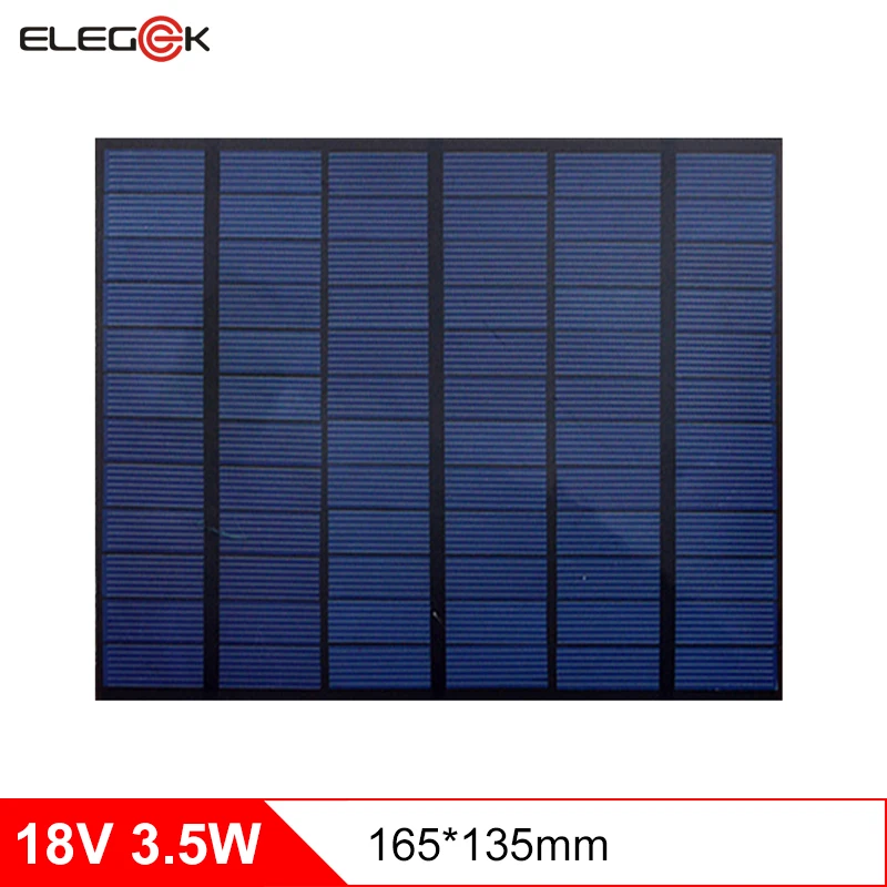 

ELEGEEK 3.5W 18V Solar Cell Panel Polycrystalline Solar Panel Charging for 12V Battery DIY Solar Panel Charger 165*135mm