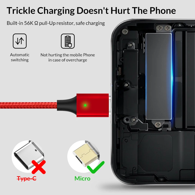 TOPK AM44 Магнитный кабель Micro USB нейлоновый Плетеный для зарядки и синхронизации