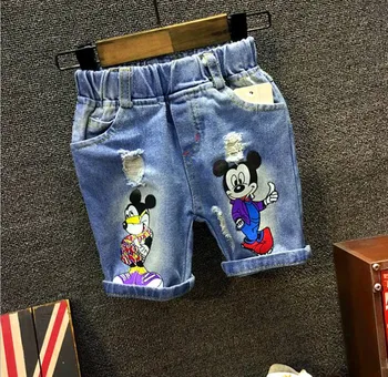 

2018 Kids Children Summer Jeans Shorts with Hole Boys Denim Shorts Boy Girl Cartoon Jeans Shorts for Boys boys 2-7years
