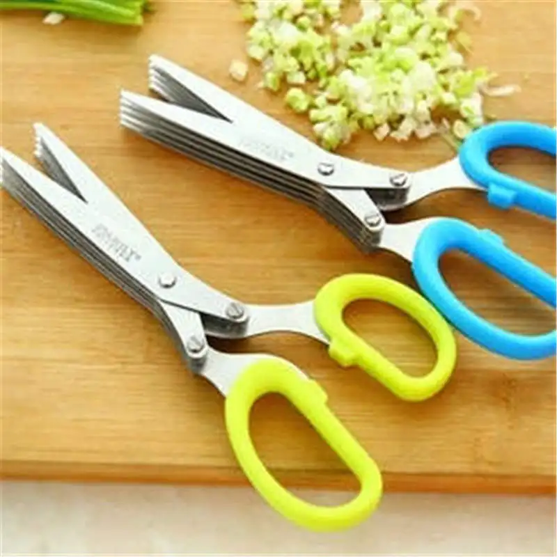 

Durable Minced 5 Layers Basil Rosemary Kitchen scissor Shredded Scallion Cutter Herb Laver Spices Cook Tool cut