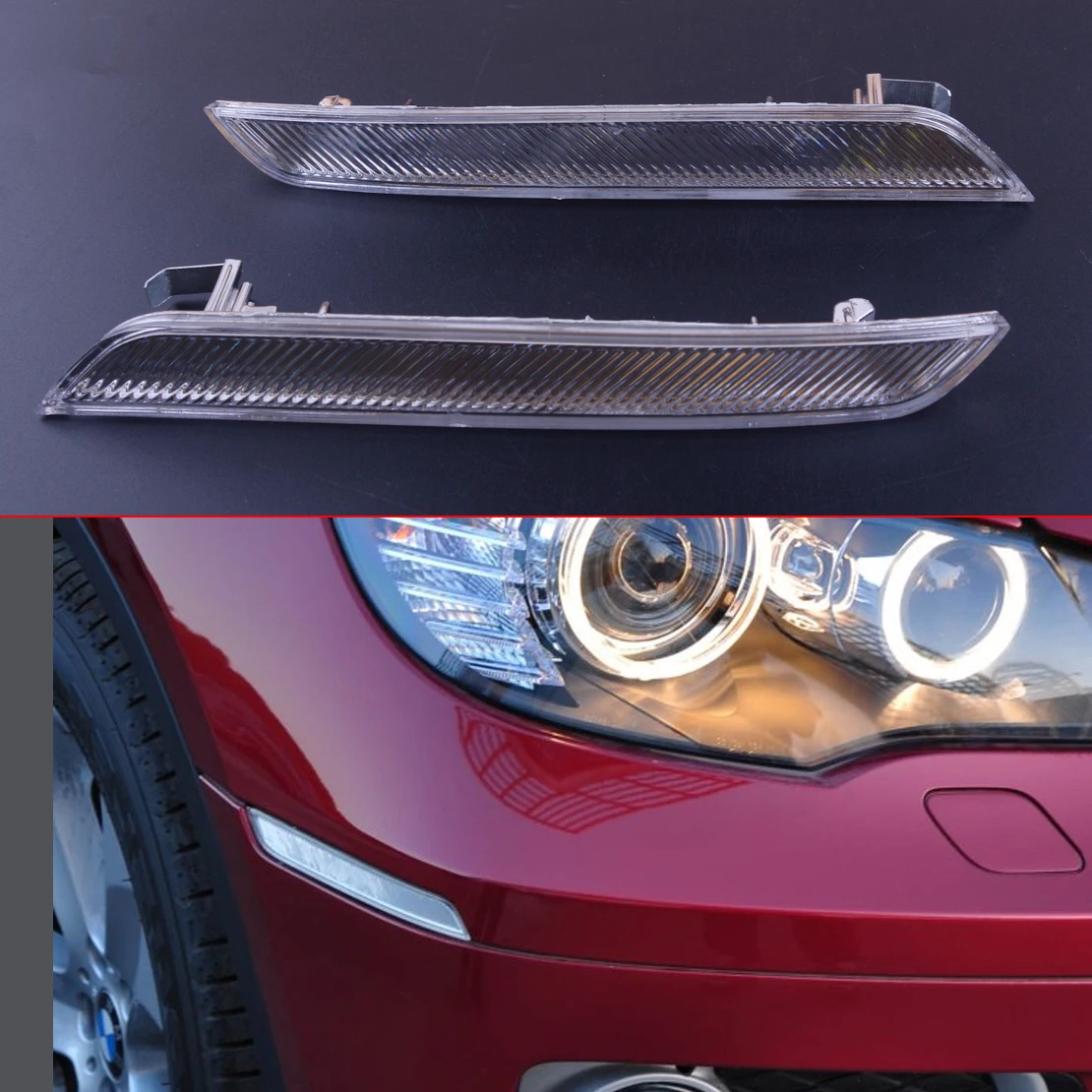 

beler 1 Pair Front Bumper Side Left&Right Marker Reflector Turn Signal Light Fit for BMW X6 E71 E72 2007 - 2011 2012 2013 2014