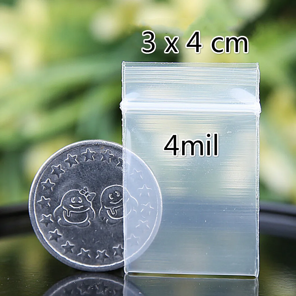 100pcs Mini Clear Zip Bag Poly Plastic Bag Recyclable Baggies for Coins Jewelry Storage Bag Travel Supplies