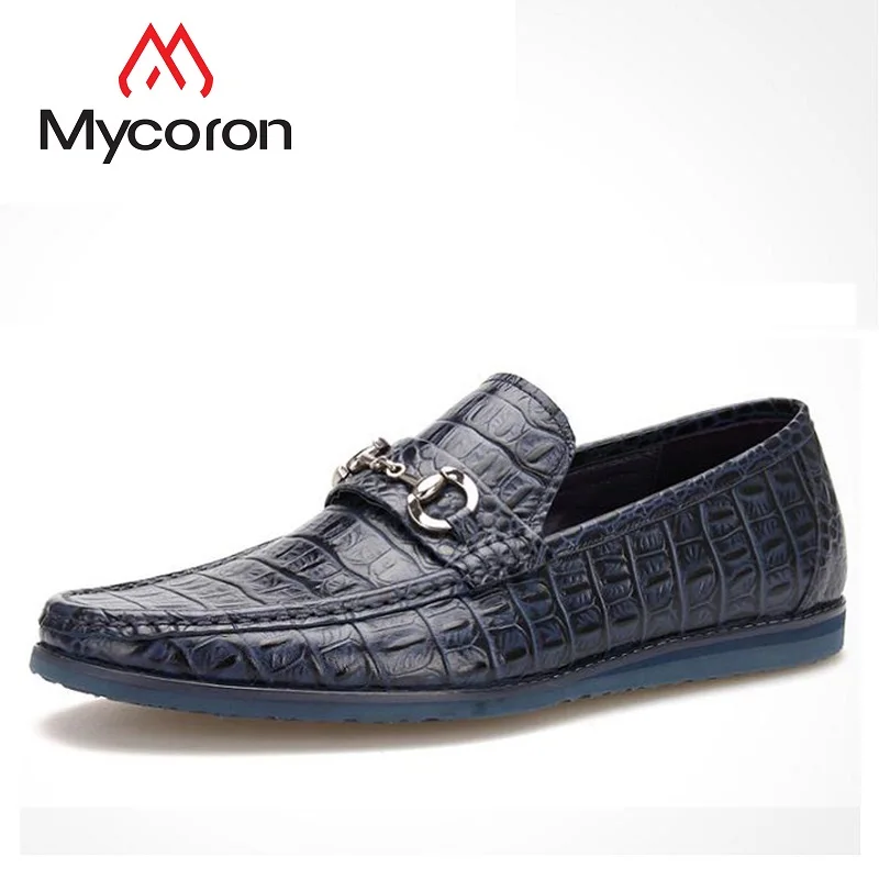 Couro Handmade Preguiçoso Genuíno Mycoron Moda Macio Homens Azul Padrão Sho Dos Confortáveis Vinho De vermelho Crocodilo Pedal Claro Sapatos Preguiçosos Marca Fundo wYzzqXFP