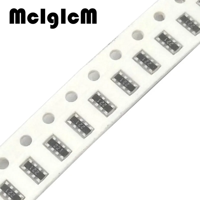 MCIGICM 200 шт. SMD 0402 матрица 8P4R 2*4P сетевая резисторная 0 Ом ~ 910 1K 910K Ом|0 ohm|1k ohmresistor array | - Фото №1