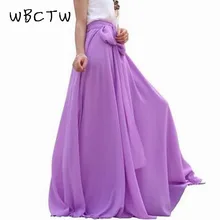 WBCTW длинные гофрированные шифоновые юбки с высокой эластичной резинкой на талии, повседневные юбки в стиле бохо, однотонные летние XXS-10XL больших размеров Jupe Femme