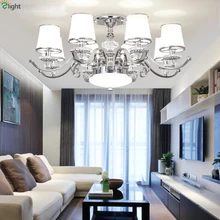 Современный, хромированный, металлический светодиодные люстры Гостиная с украшением в виде кристаллов Светодиодная потолочная люстра лампа Обеденная Стекло люстра лампа