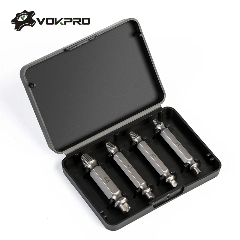 

4pcs/set Drill Bits Damaged Screw Extractor Double Side Drill Bits Guide Set Out Bolt Stud Stripped Screw Remover Tool