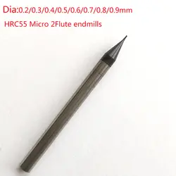 3 шт./лот D0.6xD4x50L 0.6 мм 2 Флейта HRC55 Micro Carbide плоским концом фрезерные фреза