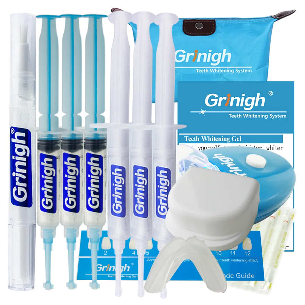 

Home Teeth Whitening System 35% Carbamide Peroxide Gel Large Deluxe Kit 45 times with LED Light Remineralization Gel White Pen