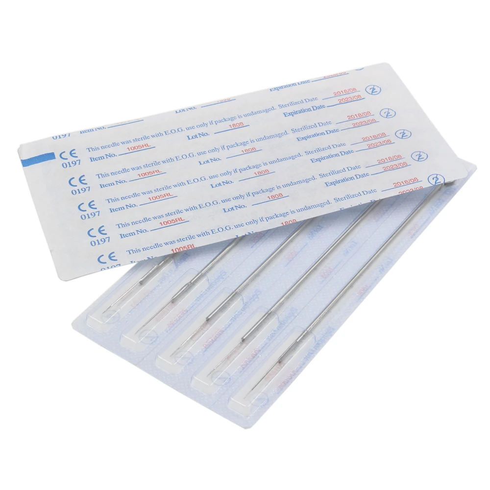 50PCS/box Disposable Sterile Tattoo Needles 0.35MM Round Liner