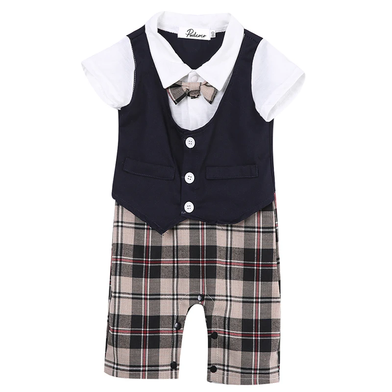 Newborn Kid Baby Boy Infant Romper Gentleman Outfits Short Sleeve Bow Tie Jumpsuit One Piece Suit Formal Cute Summer Fashion New |