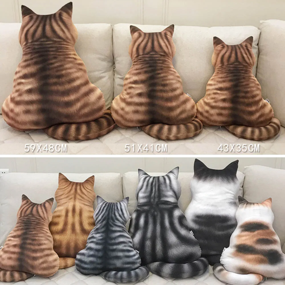 

43/51/59cm 3D Printed Cute Cat Back Pillow Stuffed Plush Toy Soft Cartoon Animal Doll Toys for Kids Baby Gift