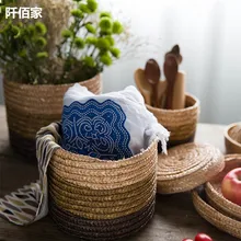 1 шт. Творческий Природный соломы пшеницы ручной плетеные корзины с крышкой Sundries детские игрушки хранения ротанга контейнер-бочка Организатор