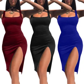 

Beautiful Women Dresses Summer Sleeveless Sexy & Club Dress Split Dresses Ladies Casual Mini Sundress Women Office Dress Vestido