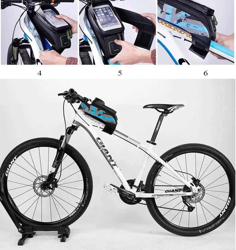 Clearance Rockbros Bicycle Bag 5.8 6.0 Inch Phone Case Waterproof Touchscreen Bike Frame Top Tube Bag Basket Cycling Bags Bike Accessories 16