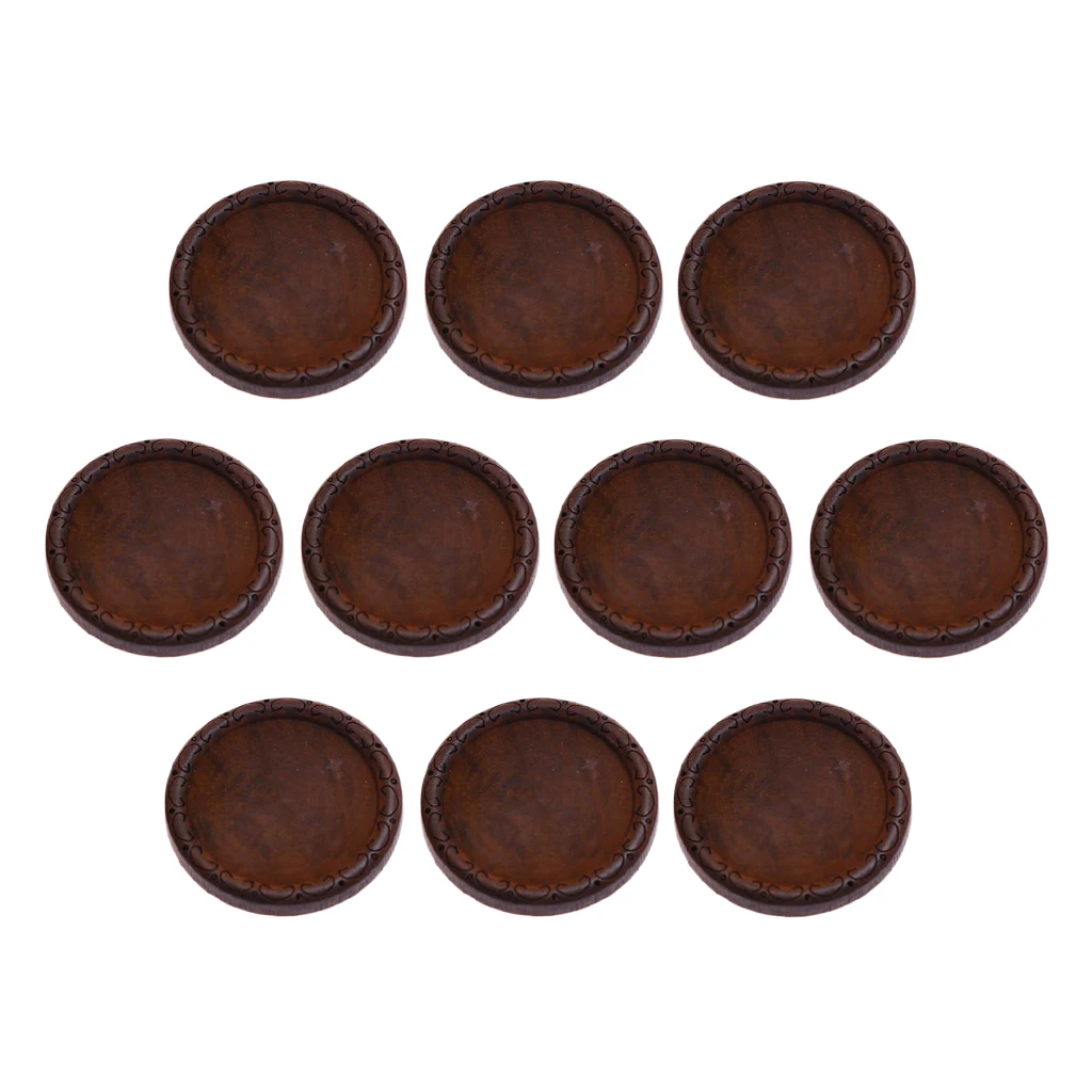 10 Pieces Brown Round Natural Wooden Blank Cameo Charms Cabochon Base Settings Blanks Tray DIY Necklace Bracelet Pendants 30mm