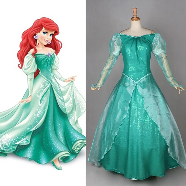 

New Custom Made Fantasia Halloween Wedding Party Little Princess Ariel Dress Women Adult Ariel Mermaid Costume