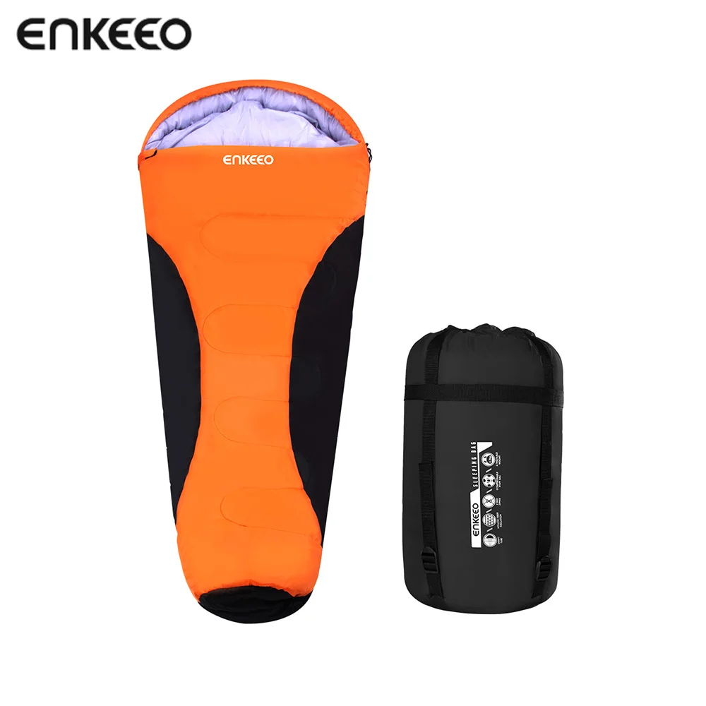 

Enkeeo Mummy Sleeping Bags Waterproof Shell Inner Hollow Cotton Lightweight Compact for Camping Backpacking Hiking Orange