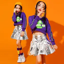 Модные танцевальные костюмы для девушек хип-хоп Уличный концерт Костюмы Дети Джаз для занятий танцами носить ребенка Rave одежда DC1940