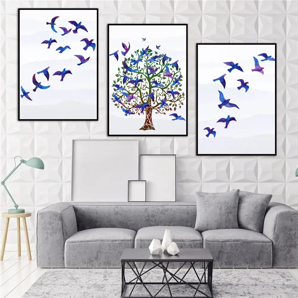 Bird Tree Vintage Art Print Nordic Modern Decoration ...