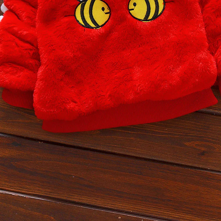 ExactlyFZ/ г. зимние свитера с пчелками для маленьких девочек Повседневная утепленная Вельветовая теплая одежда с длинными рукавами для маленьких девочек